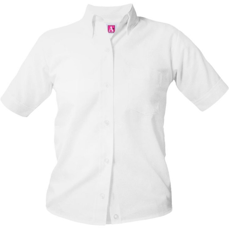 Picture of White Short Sleeve Oxford Dress Blouse