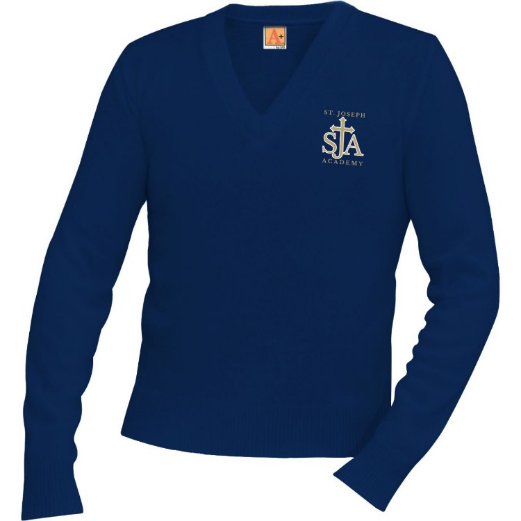 Picture of SJA Navy Jersey V-Neck Pullover Sweater
